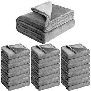 lot 1101 image: VitalCozy 30 Pack Bulk Wedding Flannel Blankets for Guests Solid Color Soft Warm Throw Lap Blankets for Guest Party Souvenirs Wedding Gifts(Gray,50 x 60 Inch) - Retail $146