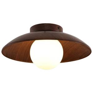 lot 1103 image: Jowjut Brown Semi Flush Mount Ceiling Light Vintage Ceiling Lamp Mid-Century Modern Flush Mount Light Wood Grain Metal Glass Globe Shade, Farmhouse Ceiling Lighting for Hallway, Entryway, Kitchen - Retail $74