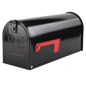 lot 1108 image: BlissBoard Mailboxes for Outside, Galvanized Steel Medium Black Metal Mailbox, 20 x 8.7 x 6.7 Inches - Retail $53