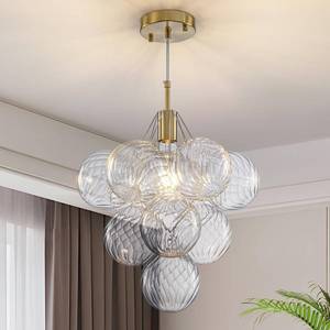 lot 1116 image: Dining Room Chandelier 14.17, Modern Brushed Gold Pendant Light Bubble Ceiling Light Chandelier Vintage Hanging Light Fixtures with 10 Swirled Glass Globe for Foyer Bedroom Kitchen, Include E26 Bulb - Retail $100