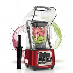 lot 1132 image: CRANDDI Professional Smoothie Blender, 2200W Commercial Soundproof Quiet blender with Removable Soundproof Shield for Crushing Ice, MilkShakes, Puree, Self-Cleaning, 50oz 110V K80 (Red) - Retail $250