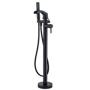 lot 1133 image: Senlesen Freestanding Bathtub Shower Mixer Taps Floor Mounted Single Handle Clawfoot Tub Filler Shower Faucets with Hand Sprayer Oil Rubbed Bronze - Retail $120