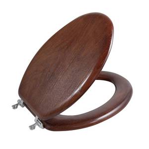 lot 1134 image: Angel Shield Durable Wood Veneer Natural Toilet Seat Metal Hinged Easy Clean Anti-scratch American Standard(Elongated,Dark Walnut) - Retail $45