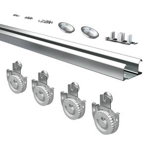 lot 1146 image: SongYung Bypass Sliding Door Hardware 60, Bypass Wardrobe Closet Door Track Set, Smoothly and Quietly, for 2 Door System - Retail $74