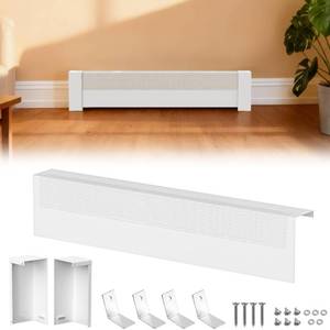lot 1148 image: 4FT Baseboard Heater Cover, Galvanized Steel Decorative Baseboard Heater Covers with End Caps, Easy Slip-On Baseboard Covers for Heaters, Fits Hydronic & Electric Systems - Retail $56