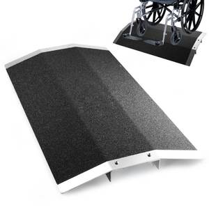 lot 1164 image: 27.7 L x 1.5 H Wheelchair Ramp - Aluminum Threshold Bridge Ramp with Support Frame and Non-Slip Surface, Ideal for Patio Doors, Shed Doors, and Sliding Doors - Retail $136