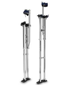 lot 1186 image: GCCSJ Drywall Stilts, 48-64 Drywall Stilts for Adults Adjustable Heights Aluminum Stilt for Painting Painter Pruning Branches or Cleaning - Retail $186