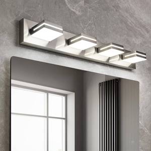 lot 1189 image: OKELI 4 Light Bathroom Vanity Light Brushed Nickel Modern 32W LED Dimmable Vanity Light Over Mirror 350° Adjustable Lamp Head Cold White 6000K ETL Listed 30Inch - Retail $64