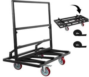 lot 1196 image: Eastrexon Folding Drywall Dolly w 5 Swivel Casters, 44.5 x 22 x 40 Plywood Cart w 2000 LBS Load Capacity, Portable Panel Truck Cart for Handling Plywood, Plasterboard, Glass - Retail $133