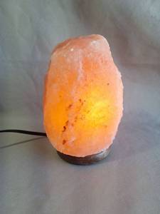 lot 20 image: LARGE Himalayan Salt Rock Lamp with Wooden Base, 8.5 Inches Tall x 6 Wide