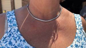 lot 42 image: 18 inch Sterling Silver Tennis Necklace with Cubic Zirconia Stones