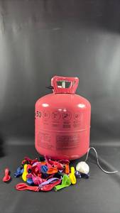 lot 102 image: Balloon Time Helium Tank with Balloons Started with Enough for 50 Balloons Unknown Quantity Left