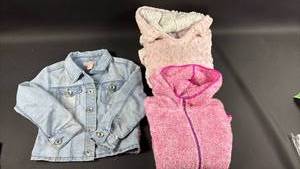 lot 103 image: Girls Clothing Bundle - Denim Jacket, Sequin Top, Fuzzy Hoodie