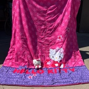 lot 109 image: Hello Kitty Pink Twin Comforter with Plush Toy