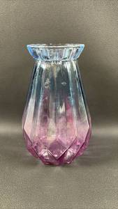 lot 110 image: Pink and Blue Gradient Color Vase 7 inches tall