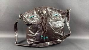 lot 116 image: Dark Brown Leather Body Fringe Decorated Purse