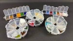lot 135 image: Bead Storage Organizer Set with Bright Assorted Beads