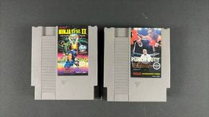 lot 136 image: Vintage Nintendo NES Game Cartridges - Ninja Gaiden II and Punch-Out
