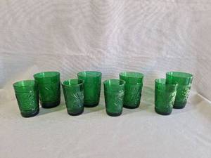 lot 61 image: 4 Sets, Anchor Hocking Forest Green Glasses