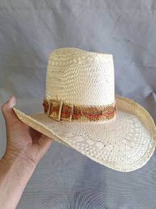 lot 67 image: Woven Straw Cowboy Hat with Decorative Band