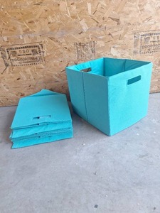 lot 72 image: Turquoise Fabric Storage Cube Bins with Handles