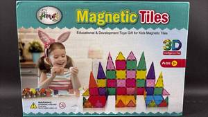 lot 93 image: NIB Magnetic Building Tiles Educational STEM Toy Set