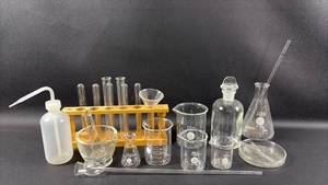 Very Cool! Laboratory Glassware Set with Test Tubes, Beakers, Mortar/Pestle and Flasks