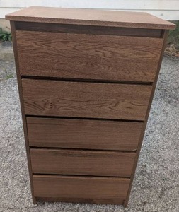 lot 502 image: Oak Wood 5-Drawer Tall Chest of Drawers