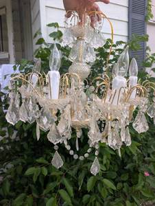 Glass Chandelier with Clear Bead Detail