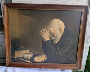 Eric Enstrom "Grace" Print Praying Man in Wood Frame -19x23 in&nbsp;