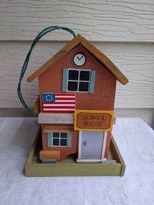 lot 1501 image: Wooden School House Birdhouse -10.5 in