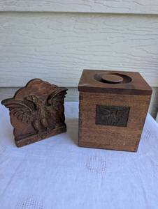 lot 1523 image: Carved Eagle Wooden Box  Eagle Decor