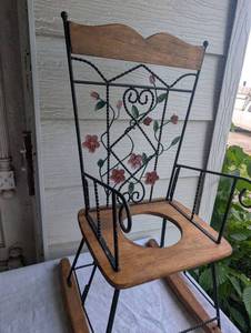 lot 1533 image: Mini Wooden Rocking Chair - Planter Holder - 26.5 in tall