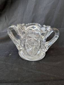lot 2014 image: Cut Crystal Sugar Bowl with Handles