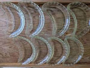 lot 2057 image: Crystal Glass Crescent Moon Shaped Dishes Set - 8 ct