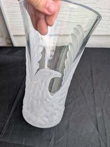lot 2059 image: Frosted Glass Swan Vase with Biblical Inscription