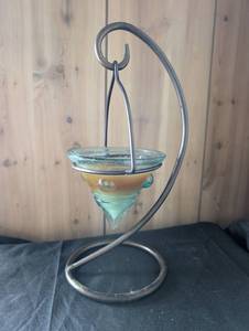 lot 3004 image: Glass Candle Lamp with Metal Stand