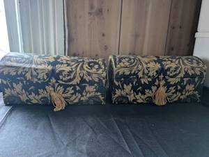 lot 3006 image: Decorative Fabric Covered Storage Boxes with Tassel