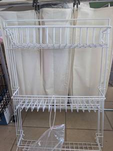lot 3011 image: Over Door Storage Basket Rack White Wire Organizers - 2 ct