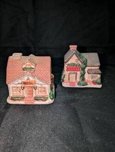 lot 3122 image: Two Christmas Village Ceramic Houses