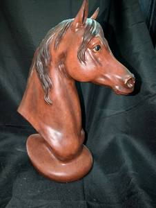lot 3146 image: Ceramic Horse Head Figurine with Base - 12 in