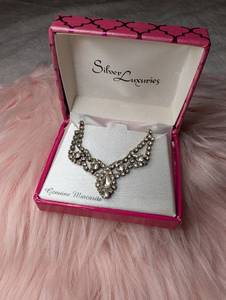 lot 3508 image: Silver Luxuries Marcasite Statement Necklace with Original Box