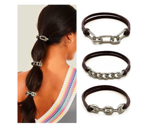 lot 3513 image: Chain Link Hair Ties Elastic Bands Set - 3 Packs