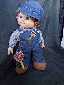 lot 4001 image: Candyland Boy Doll in Denim Overalls - 23 in