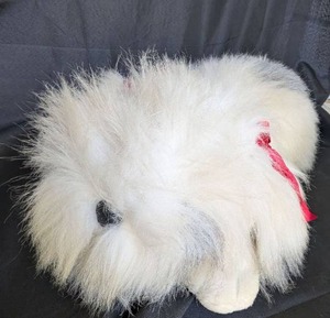 lot 4005 image: Plush White and Gray Stuffed Animal Dog - 21 in long
