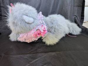 lot 4007 image: Grey Plush Cat Stuffed Animal with Pink Lace Dress