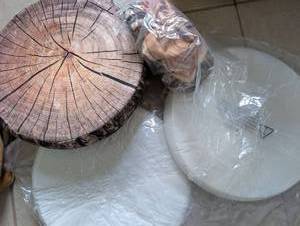 lot 4613 image: Tree Stump Wood Slice Round Pillow Set - 4 ct