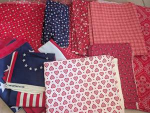 lot 4621 image: Red, White Blue Fabric Bundle with Bandanas and Flag Print  Holiday Fabric