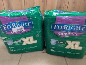 lot 5003 image: FitRight Ultra Adult Briefs XL Size 20 Count - 2 Packages