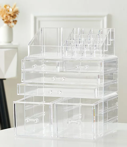 lot 3520 image: Clear Acrylic Makeup Organizer with Multiple Compartments